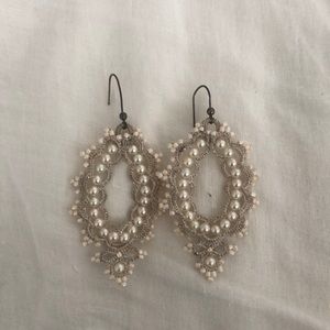 BHLDN Crocheted Pearl Earrings